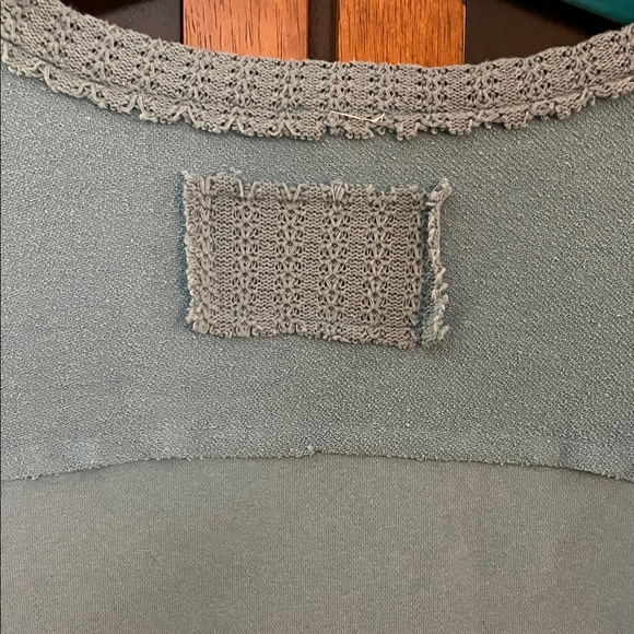 POL Shades of Blue Mixed Media Patchwork Top w/Tan-Rust-Brown-Cream Accents - Picture 8 of 13